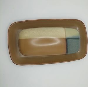 Sango Stoneware Gold Dust Blue 1/4 Pound Covered Butter Dish Retired Pattern